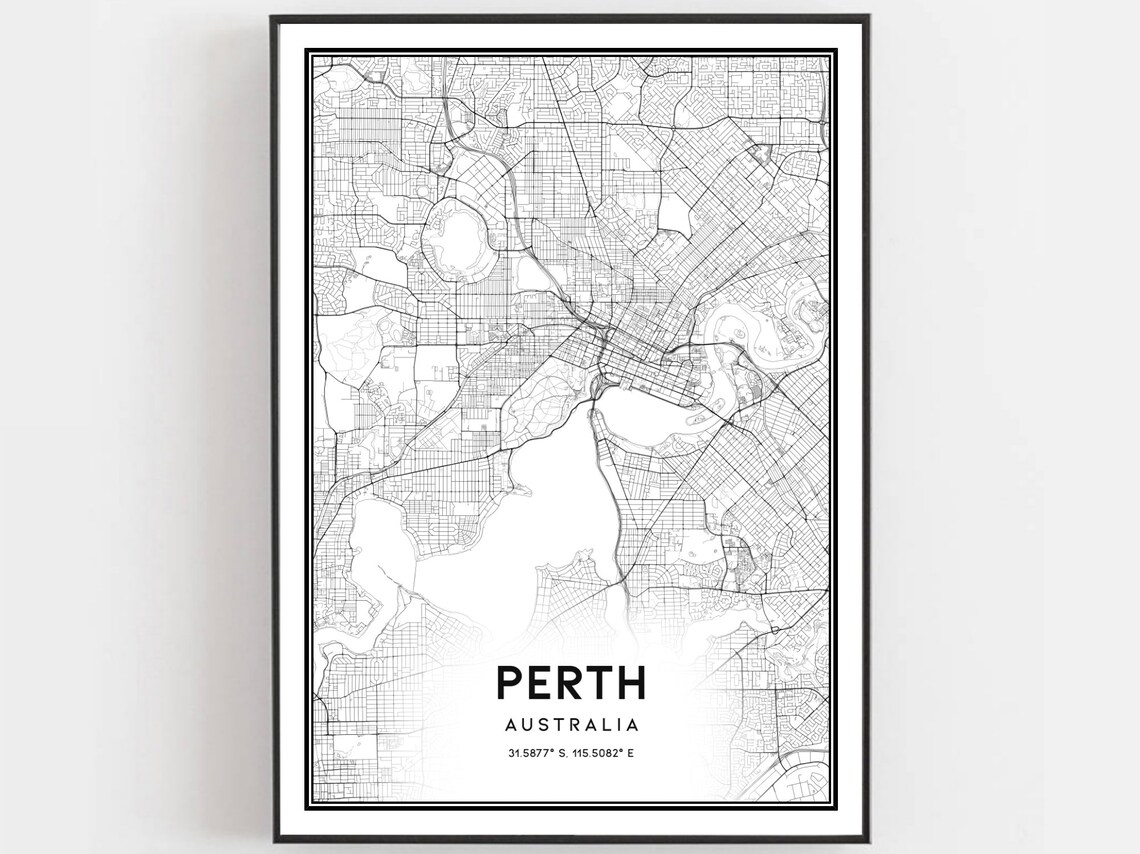 Perth Map Poster Print, City Street Decor