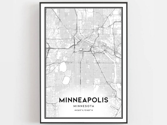 Minneapolis Map Poster, Minnesota Street Decor