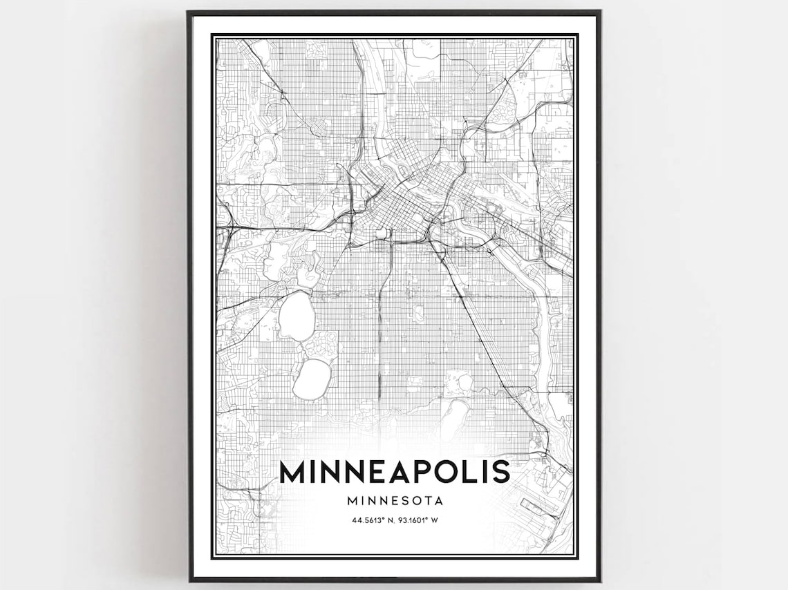 Minneapolis Map Poster, Minnesota Street Decor