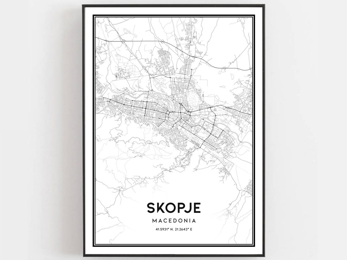 Skopje Map Poster, City Street Decor