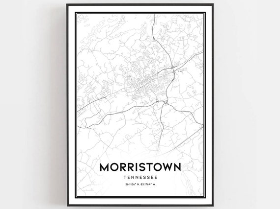 Morristown Map Poster, Tennessee Street Decor