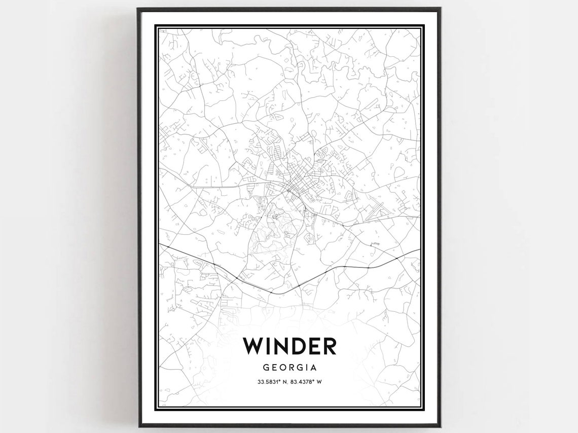 Winder Georgia City Street Map Minimalist Black White Poster