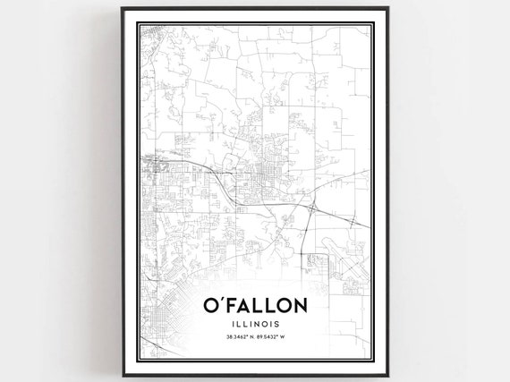 Ofallon Map, Illinois Street Decor Travel Poster