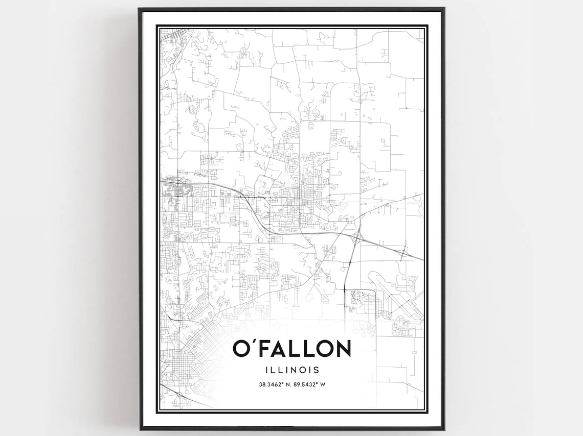 Ofallon Map, Illinois Street Decor Travel Poster
