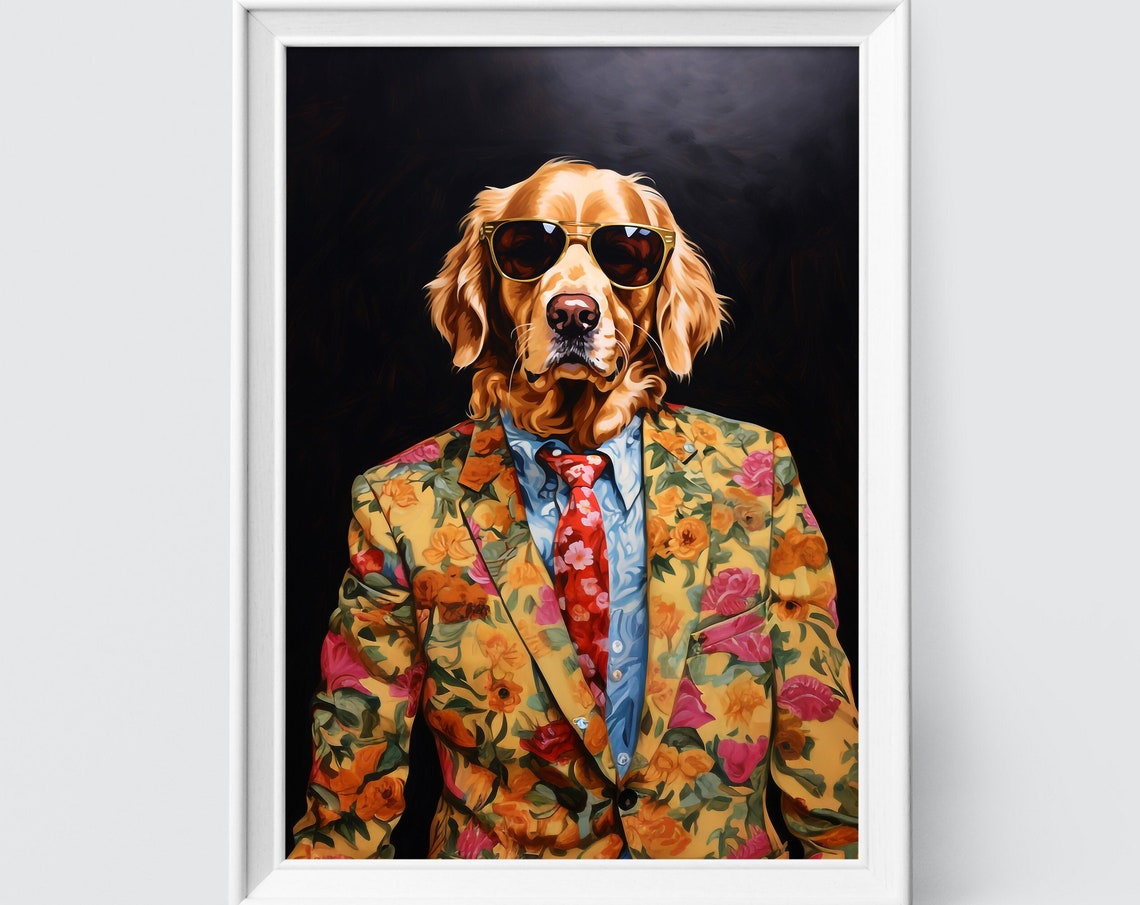 Golden Retriever Dog Art Fashion Print Dog Portrait Fashion Art Animal Art Animal Painting Art Prints