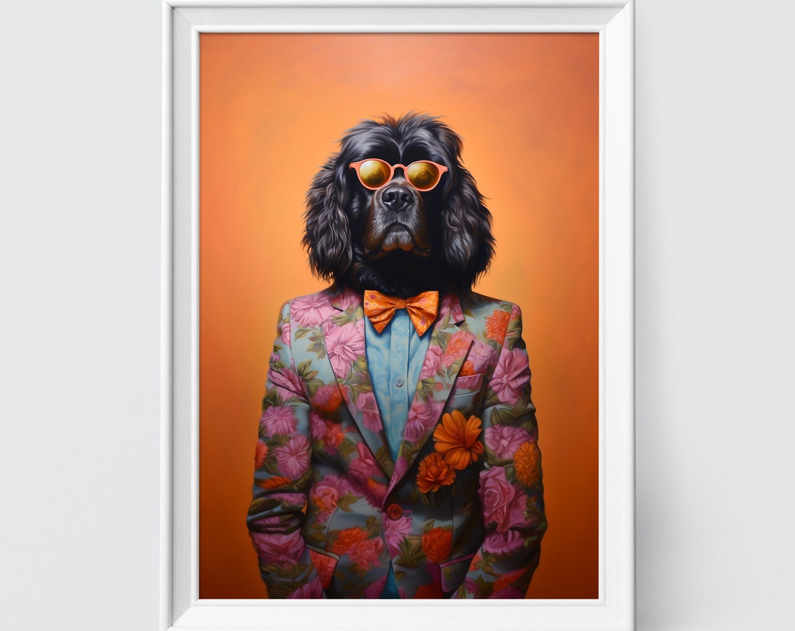 Newfoundland Dog Art Fashion Print Dog Portrait Fashion Art Animal Art Animal Painting Art Prints