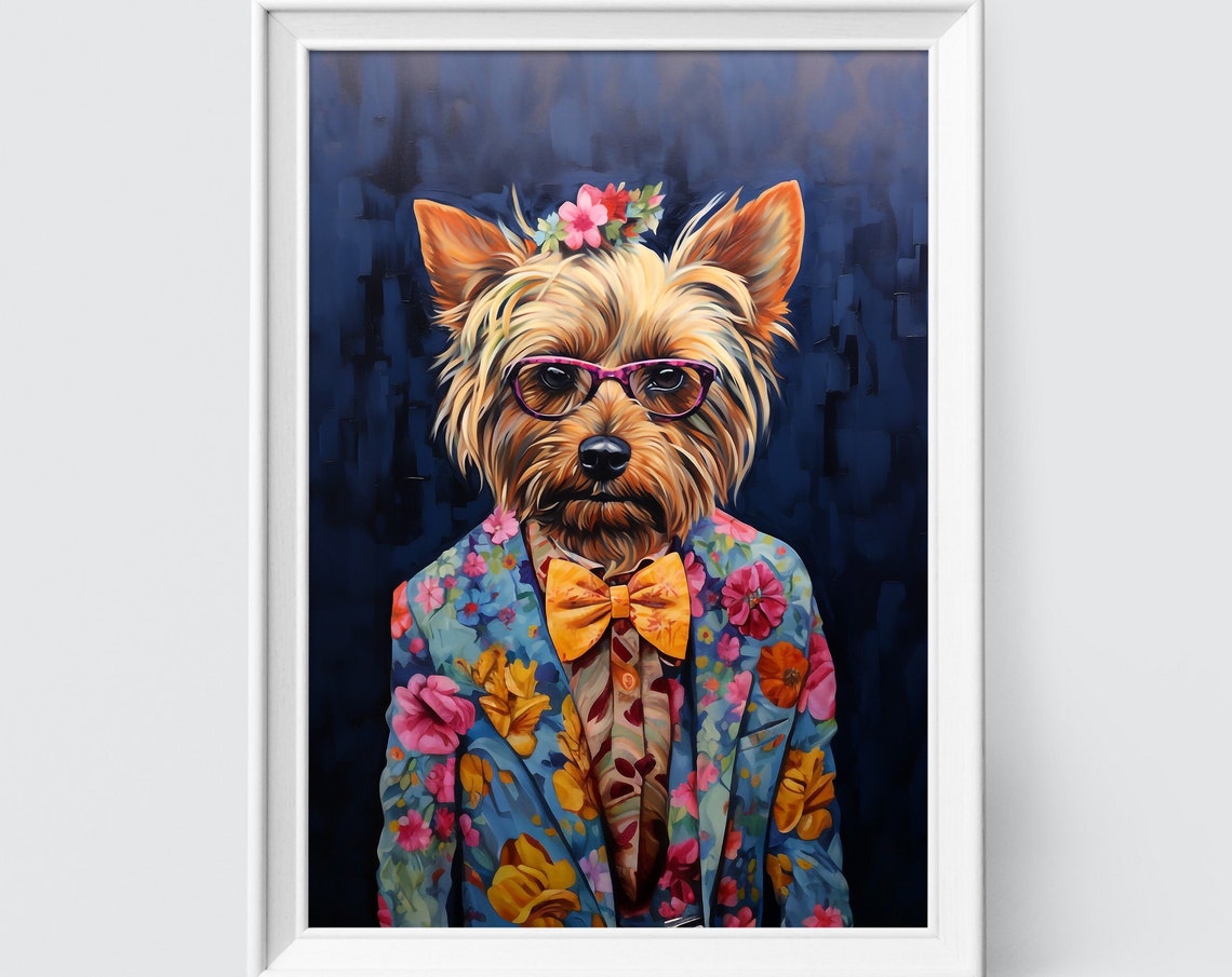 Yorkshire Terrier Dog Art Fashion Print Dog Portrait Fashion Art Animal Art Animal Painting Art Prints