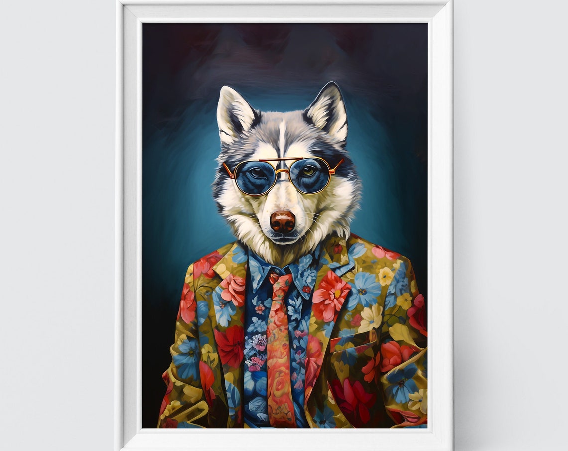 Husky Dog Art Husky Print Fashion Print Dog Portrait Fashion Art Animal Art Animal Painting Art Prints