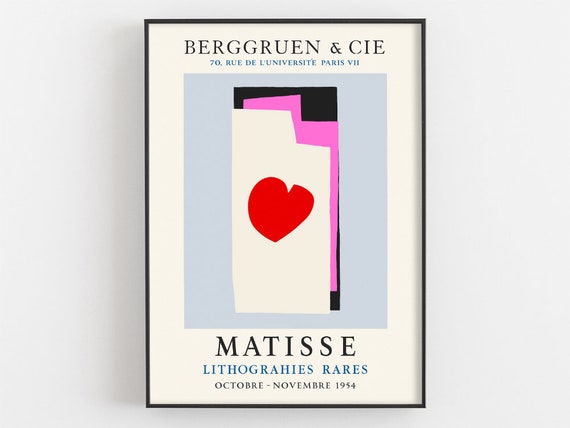 Matisse Heart Print Mid Century Modern Wall Art Scandinavian Decor Minimalist Artwork Le Coeur Exhibition Poster Love Gifts For Her