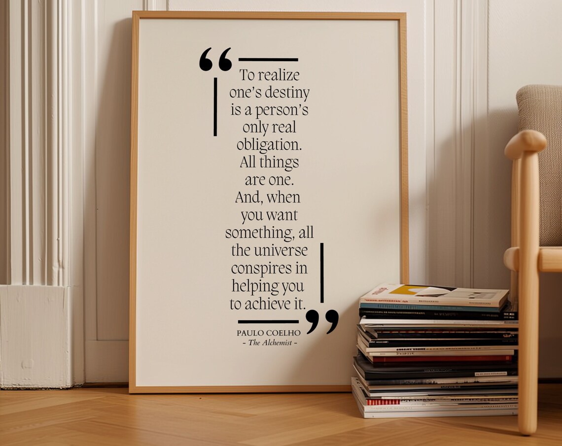 Paulo Coelho The Alchemist Universe Conspires Destiny Dream Quote Poster