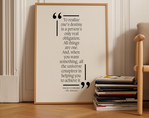 Paulo Coelho The Alchemist Universe Conspires Destiny Dream Quote Poster