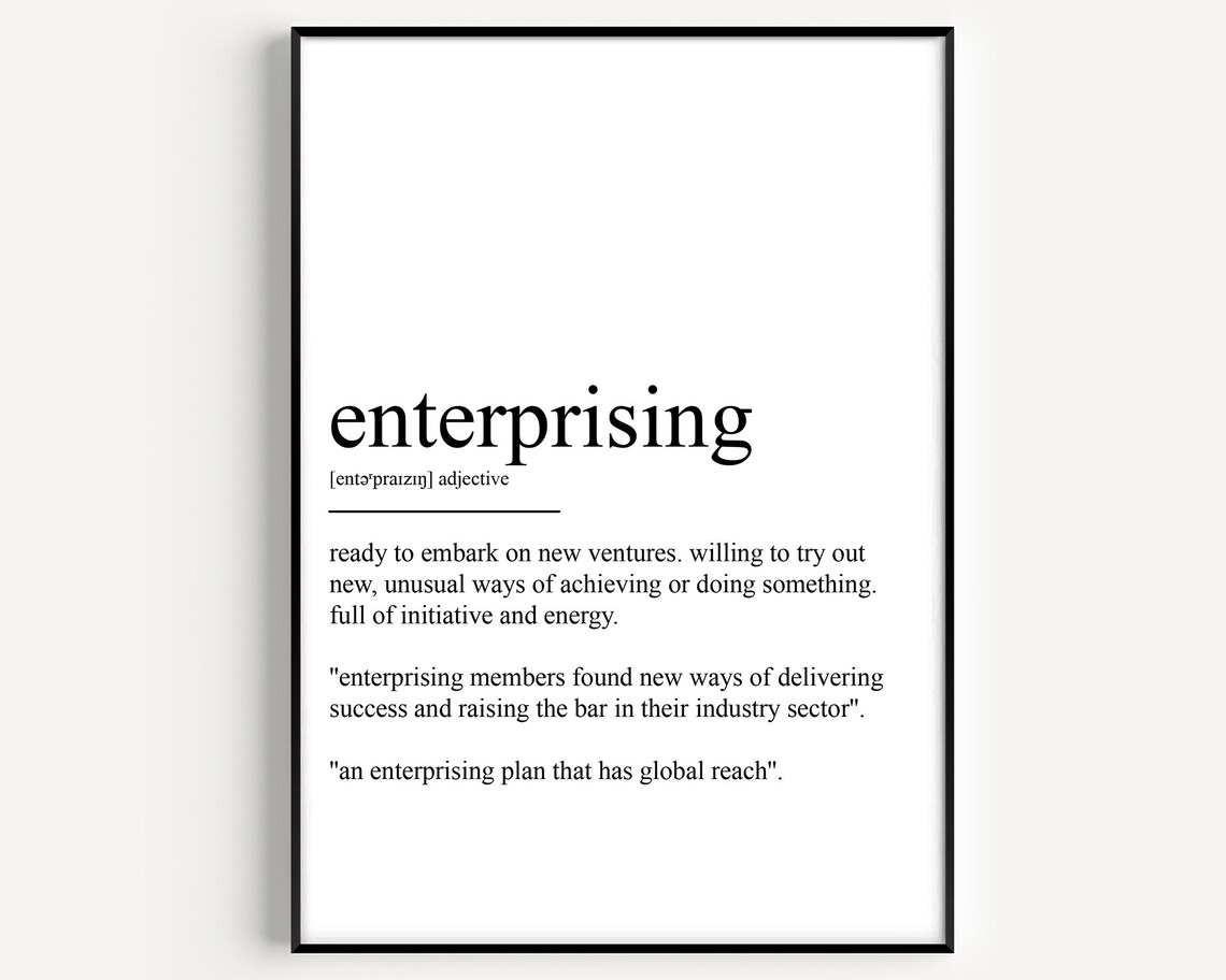 Enterprising Definition New Ventures Initiative Quote Office Decor Print