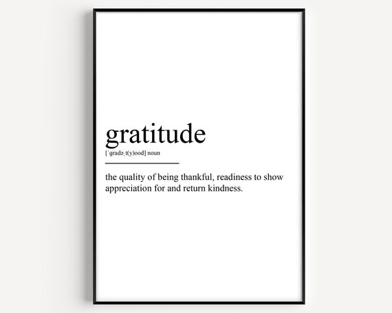 Gratitude Definition Poster Print