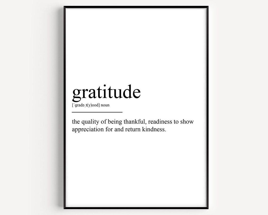 Gratitude Definition Poster Print