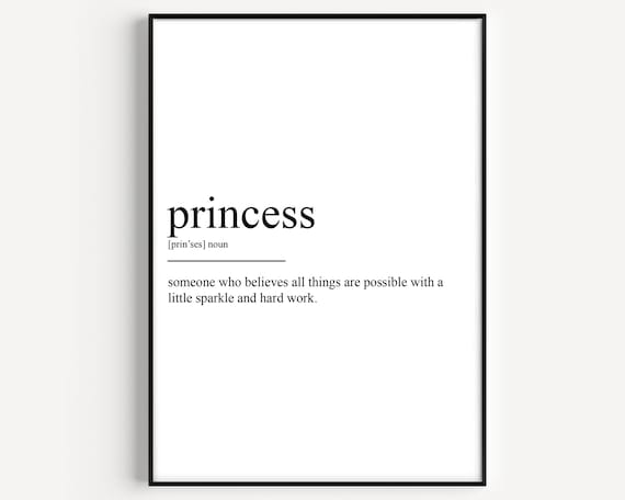 Princess Sparkle Hard Work Dictionary Definition Girls Room Poster