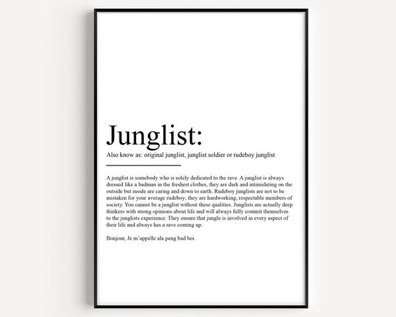 Junglist Definition Typography Art Print