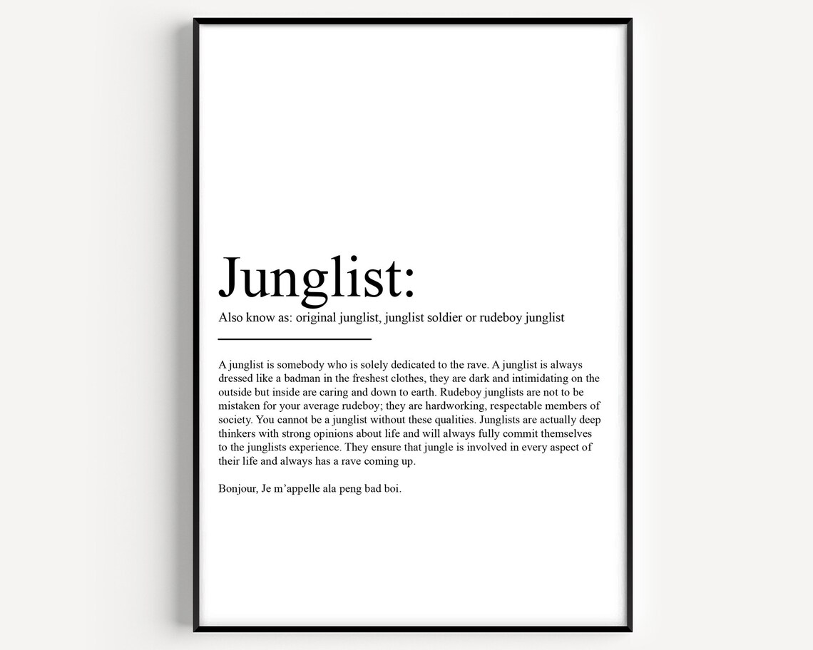 Junglist Definition Typography Art Print
