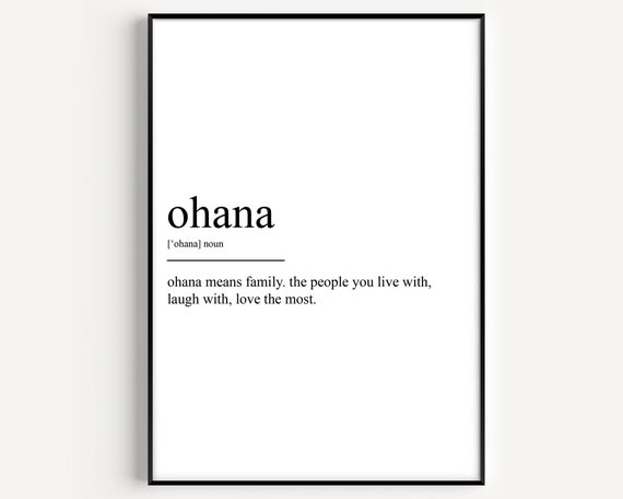 Ohana Definition Typography Art Print