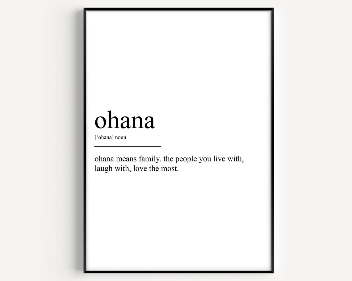 Ohana Definition Typography Art Print