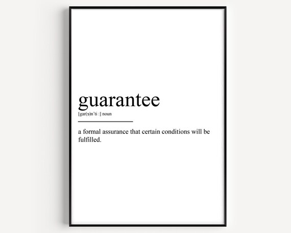 Guarantee Definition Minimalist Dictionary Quote Wall Decor Poster