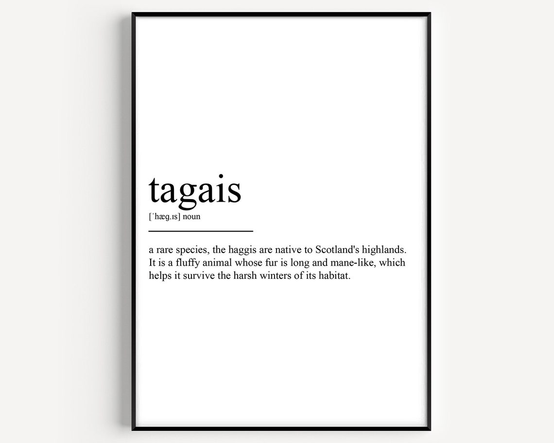 Tagais Haggis Definition Funny Scottish Dictionary Word Art Poster
