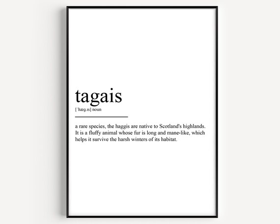Tagais Haggis Definition Funny Scottish Dictionary Word Art Poster
