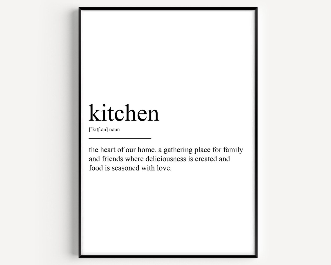 Kitchen Definition Heart of Home Minimalist Word Art Gift Poster