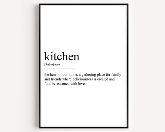 Kitchen Definition Heart of Home Minimalist Word Art Gift Poster