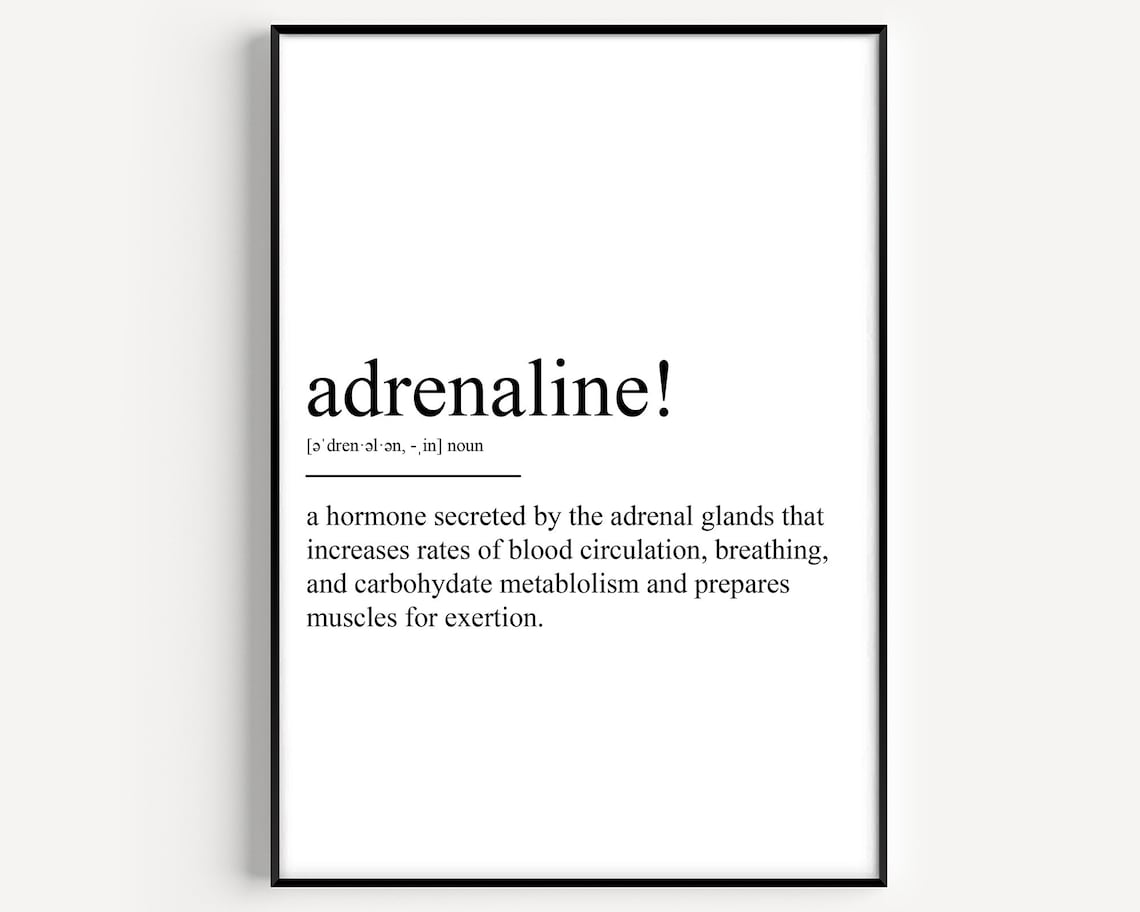 Adrenaline Definition Print Dictionary Style Black and White Typography