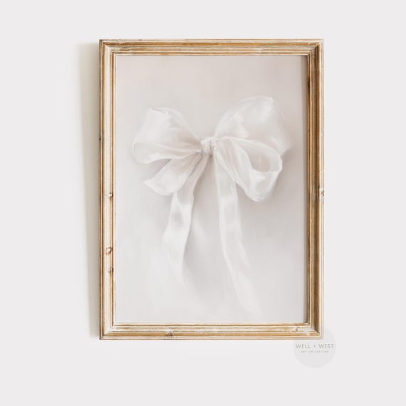 White Bow Coquette Aesthetic Art Print, Girly Decor