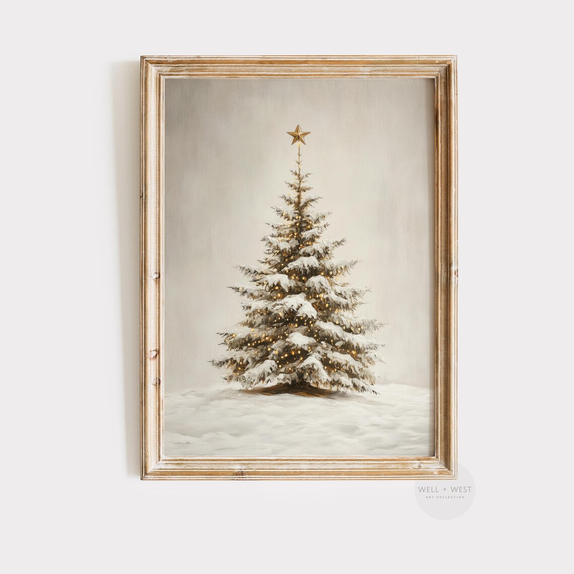 Christmas Tree Print, Vintage Style Winter Holiday Art