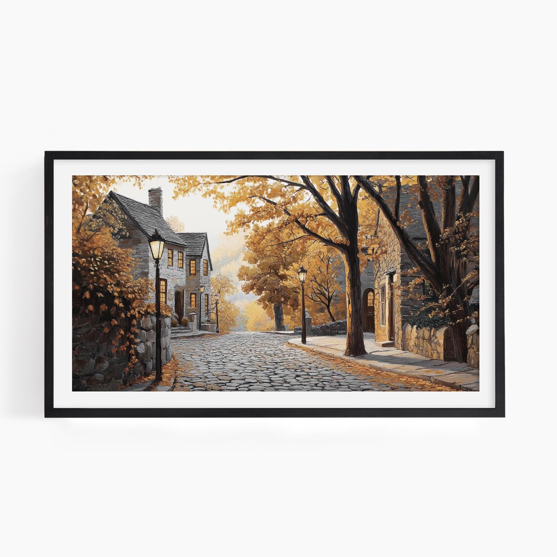 Autumn Fall Village Town Landscape, Vintage Art Print - Image 2