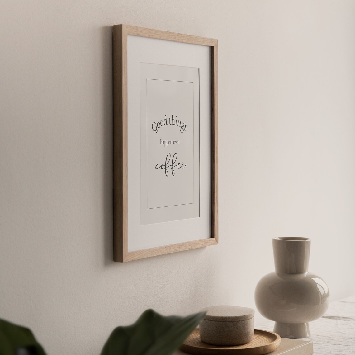 Good Things Happen Over Coffee Quote Vintage Kitchen Wall Art Print - Image 2