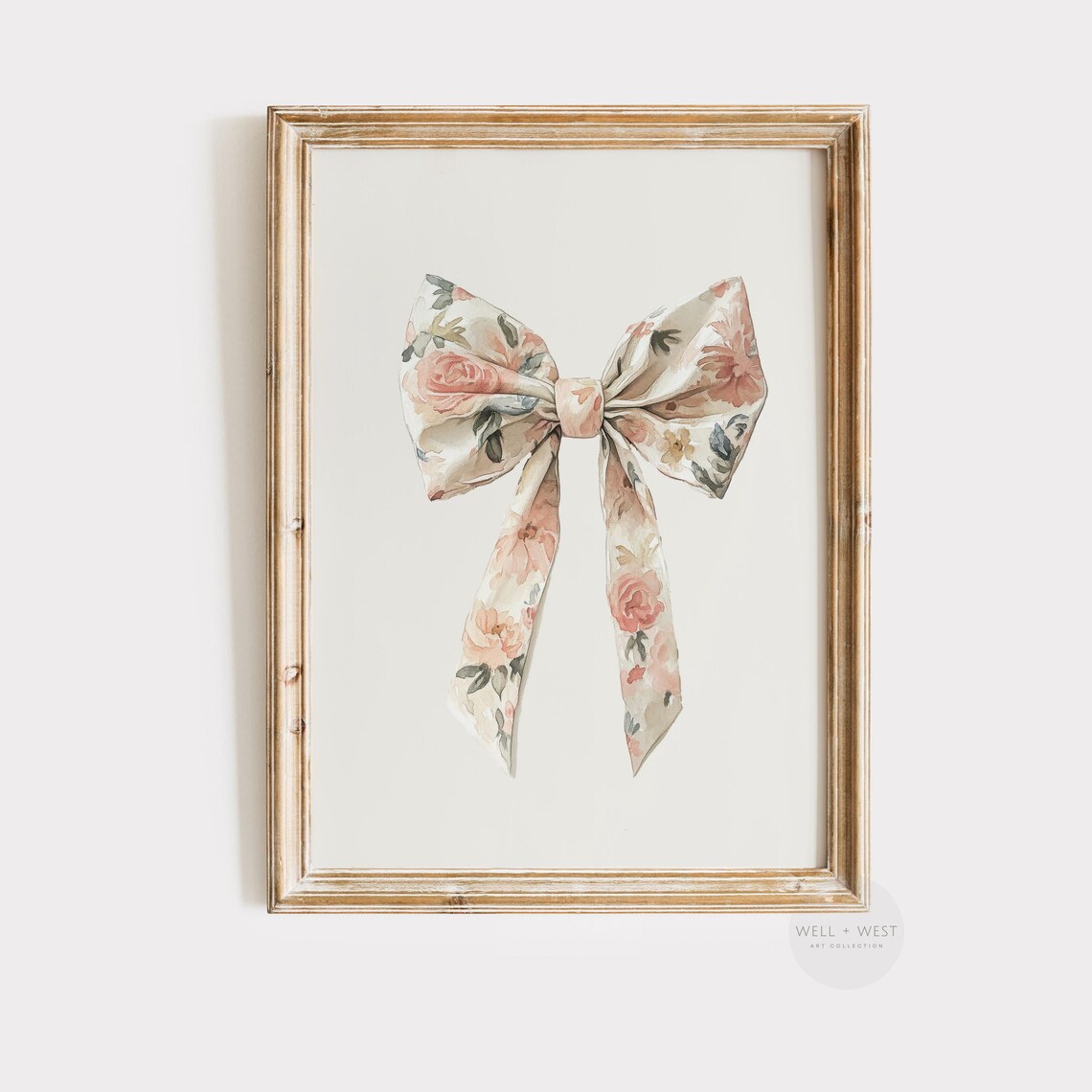 Coquette Floral Bow Pastel Pink Girly Nursery Room Watercolor Print - Image 3