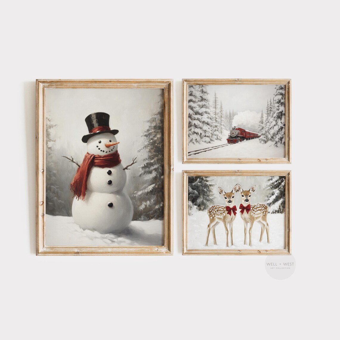 Vintage Snowman Red Scarf Top Hat Winter Cheerful Christmas Poster - Image 3