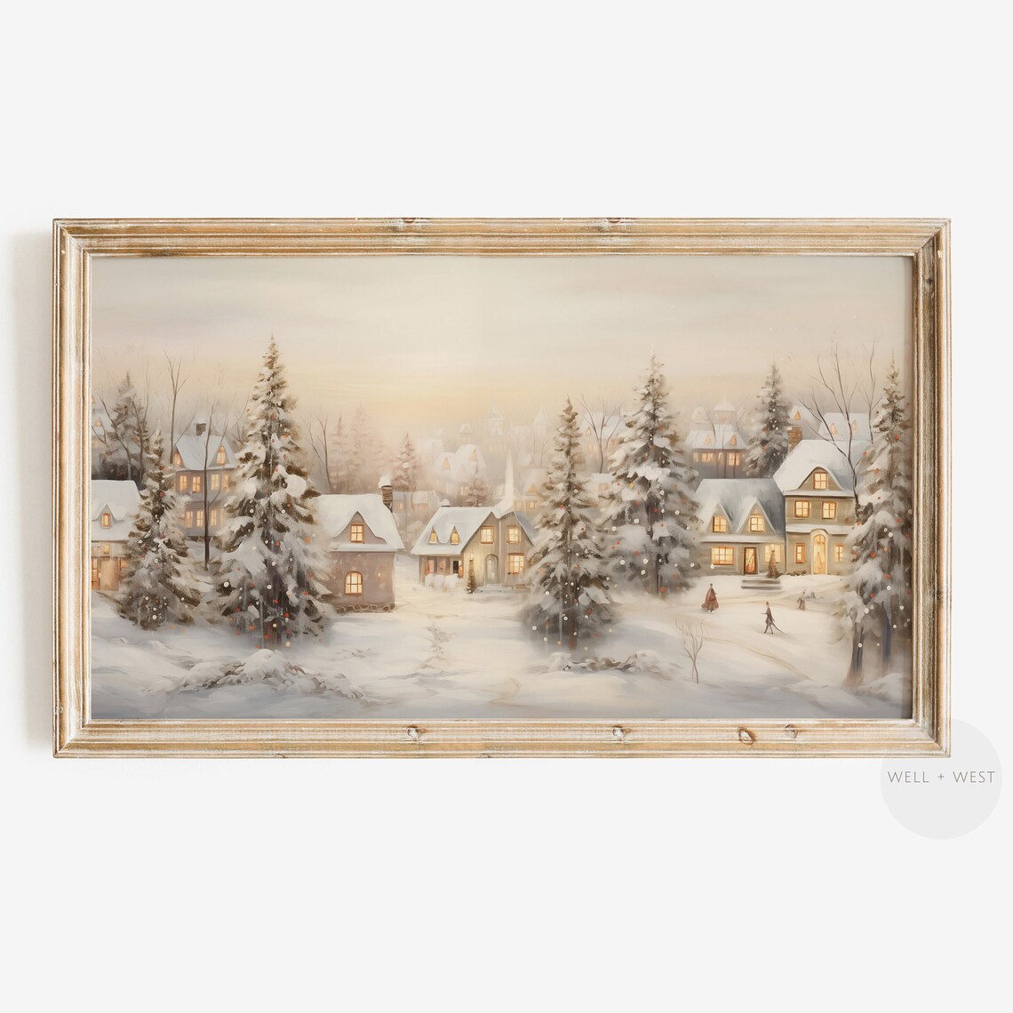 Christmas Winter Village Vintage Holiday Art Print