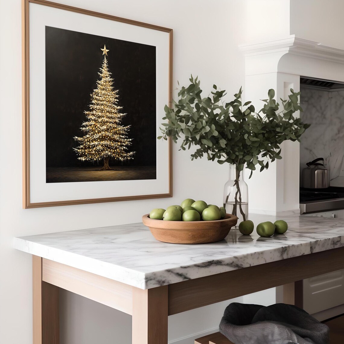 Vintage Christmas Tree Art Print, Moody Holiday Decor - Image 3