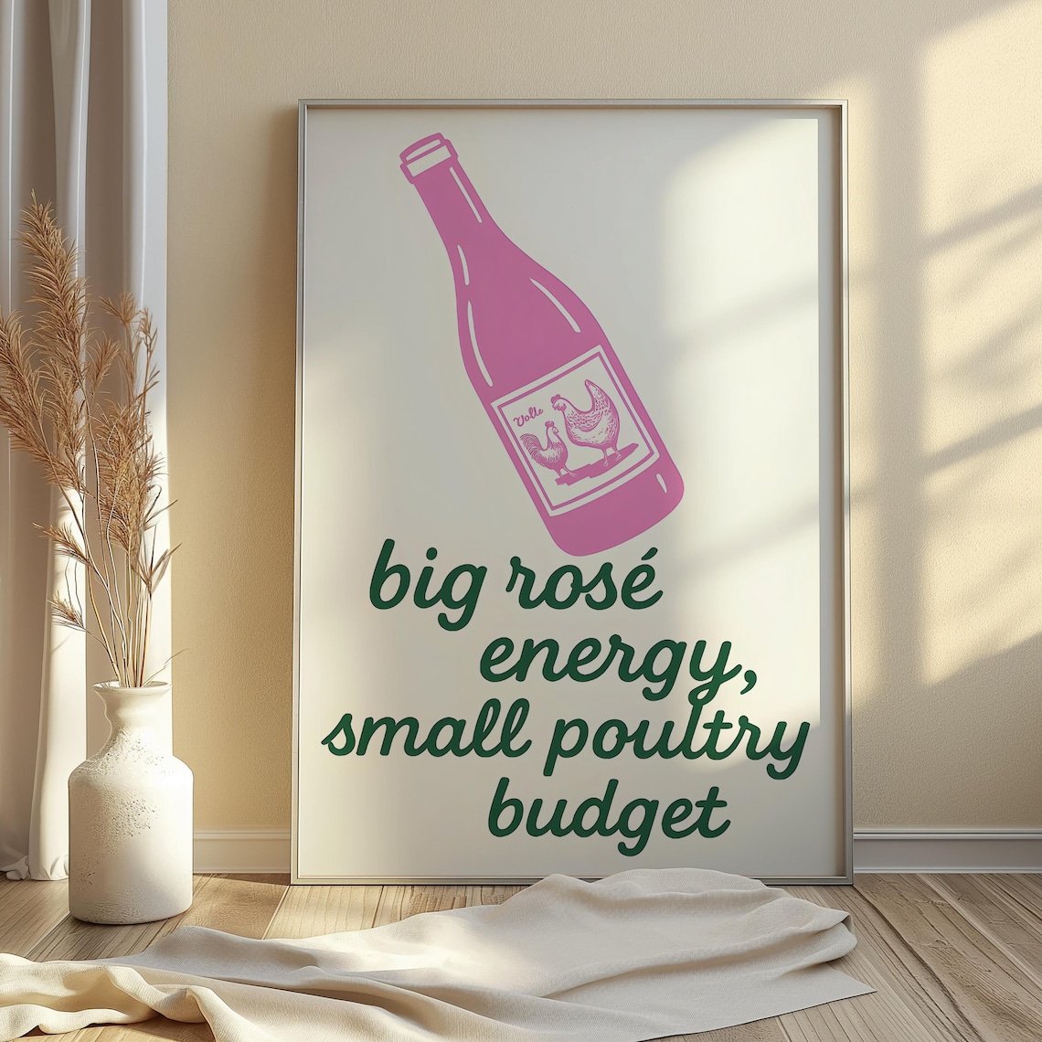 Big Rose Energy Small Poultry Budget Funny Chicken Wine Poster