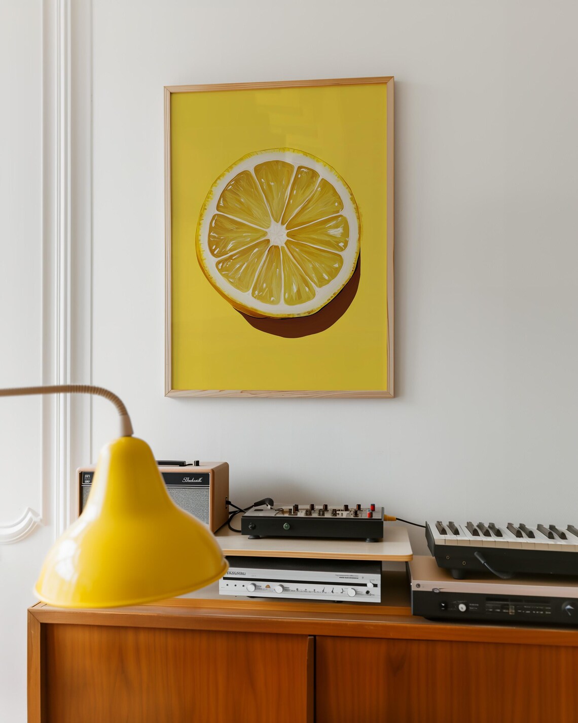 Juicy Lemon Half Slice On A Bright Yellow Painterly Art Poster - Image 6