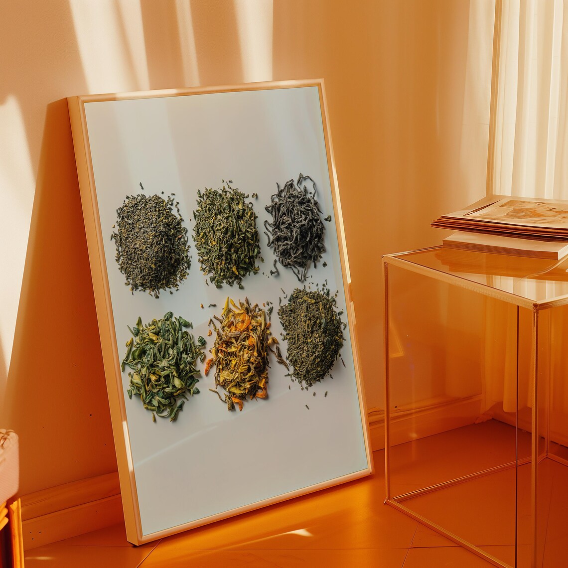Six Varieties Of Loose Leaf Tea In A Minimal Grid Photo Poster - Image 3