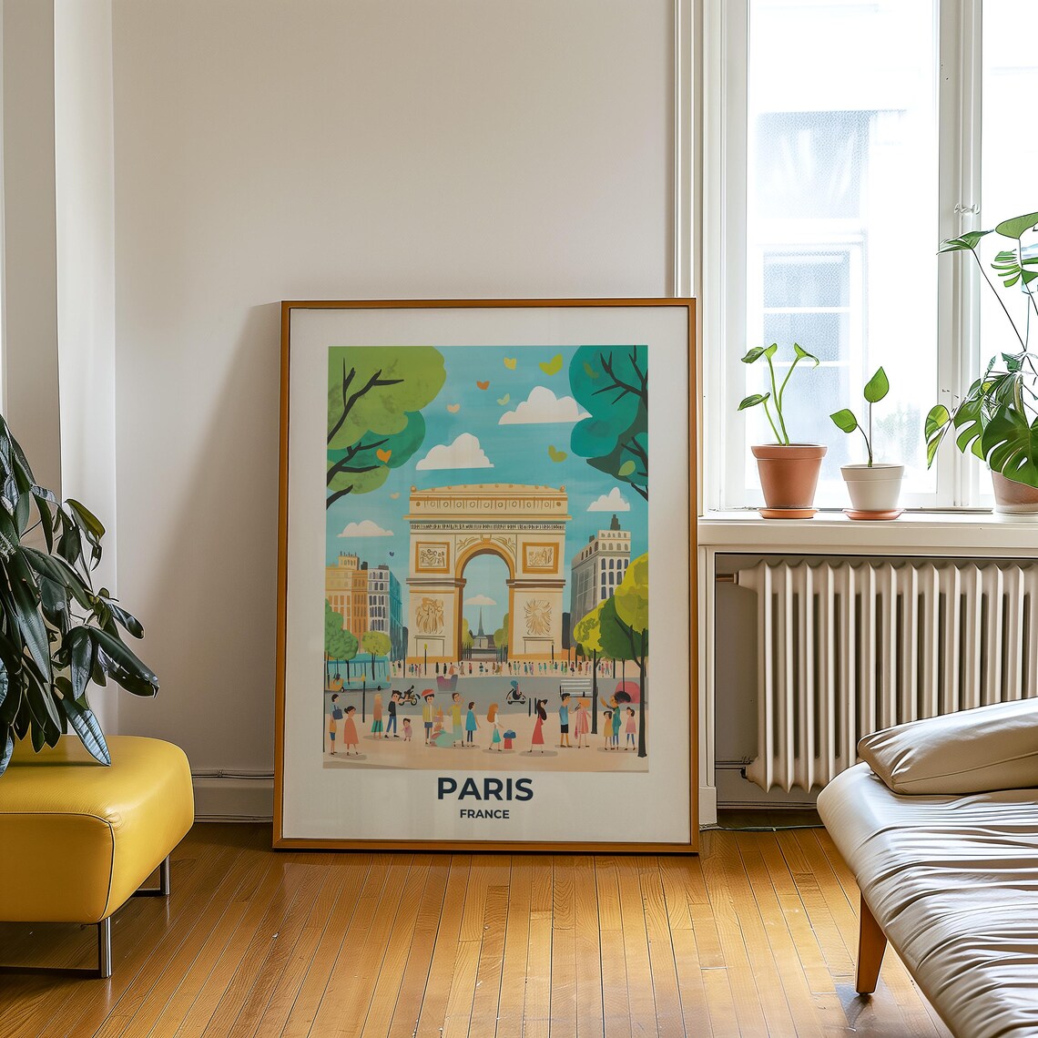 Paris Arc de Triomphe Sunny Street Festival Crowds France Poster - Image 3