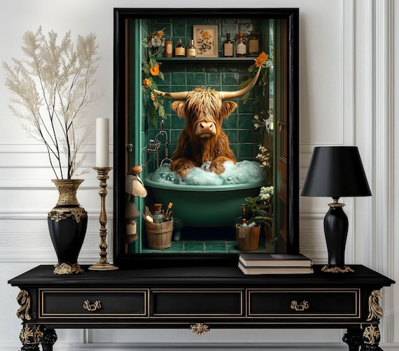 Funny Bathroom Uffalo Poster Animal On Toilet Wall Art Gag Gift For Guest Quirky Decor White Elephant 267