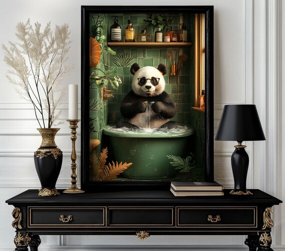 Funny Bathroom Poster Animal On Toilet Wall Art Gag Gift For Guest Quirky Decor White Elephant 55
