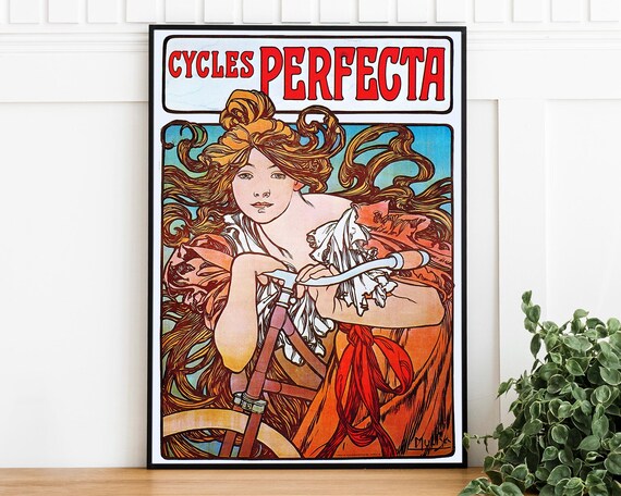 Vintage Alphonse Mucha Cycling Poster Print Art Nouveau Retro Advertising Art Poster