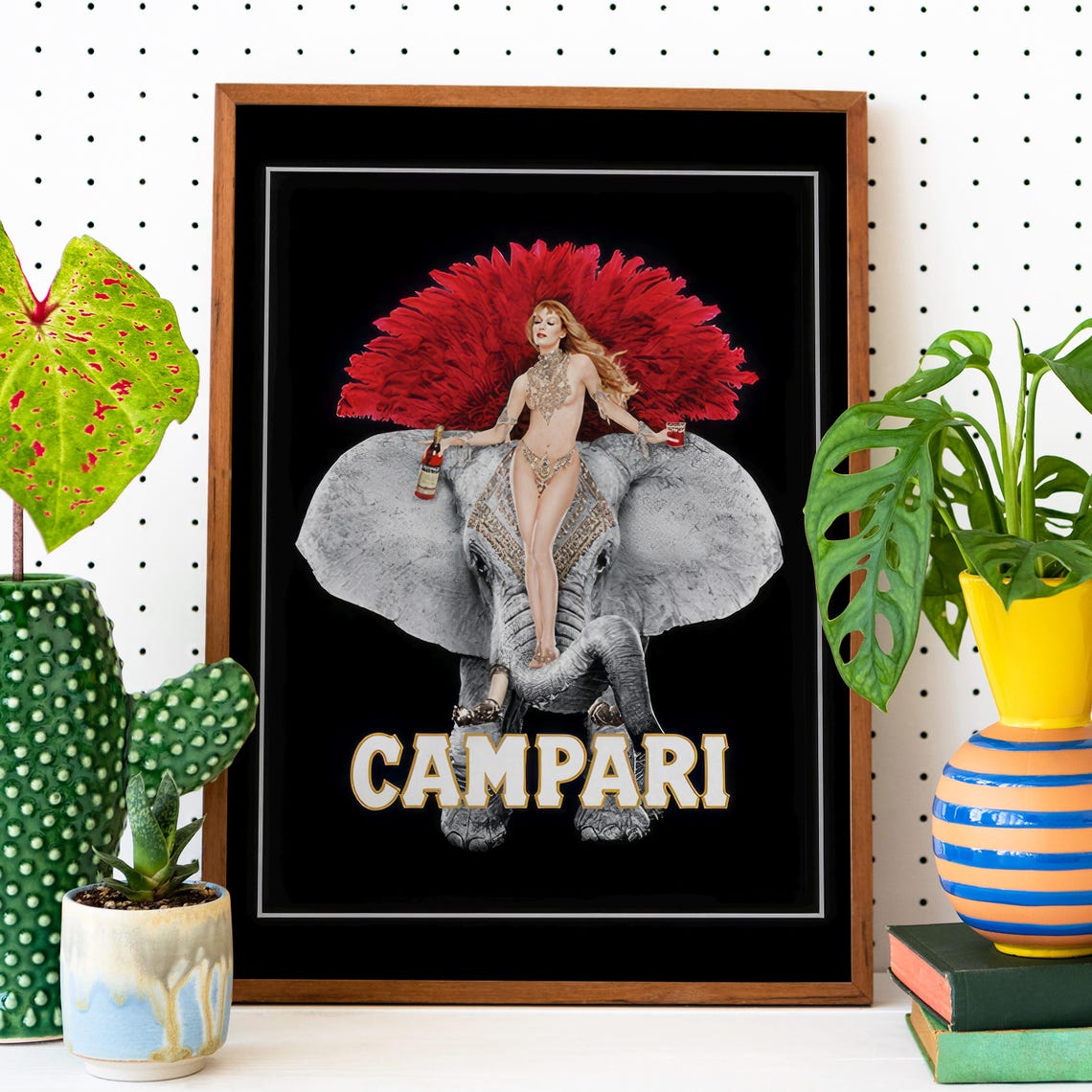 Vintage Campari Showgirl on Elephant Circus Advertising Poster - Image 2
