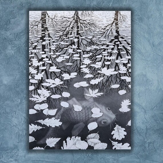 Maurits Cornelis Escher Fish Escher Cornelis Escher Poster Escher Print Surrealist Poster Surrealist Art Redy To Hang