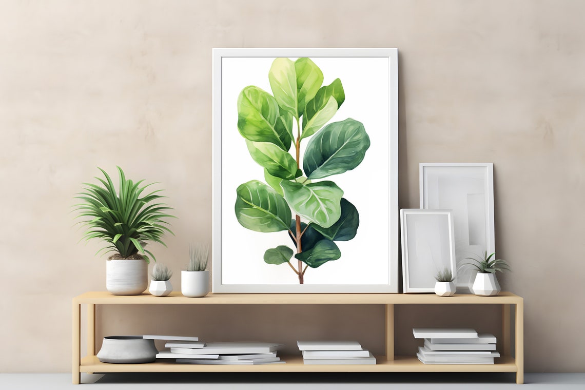 Fiddle Fig Watercolor Art Print Botanical Home Decor Tropical Plant Wall Art Greenery Poster Gift For Plant Lovers - Image 5