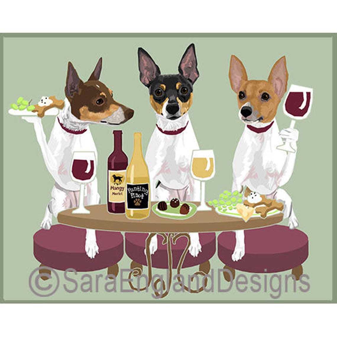 Toy Fox Terrier - Wineing Dog Art Print