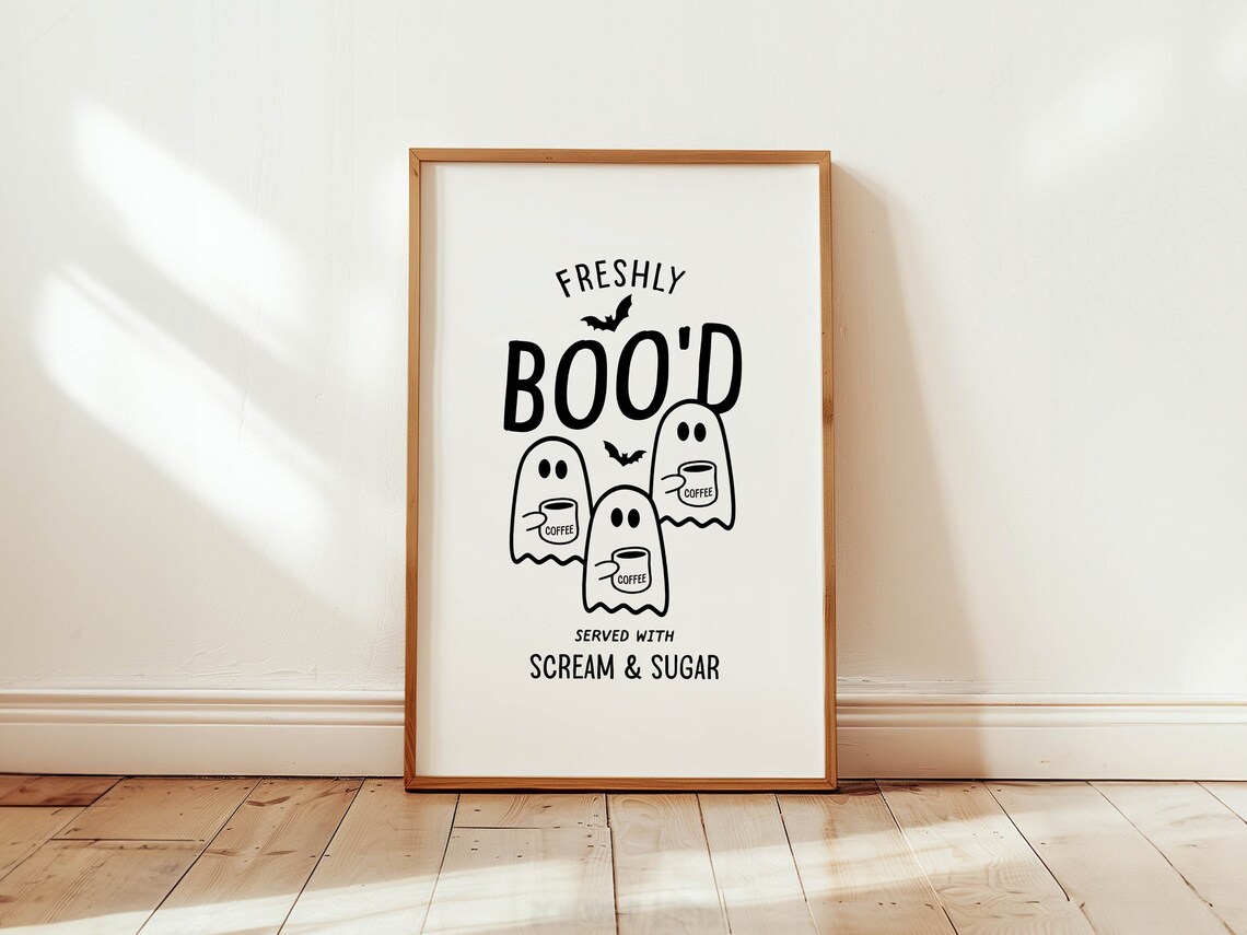 Freshly Bood Ghost Coffee Scream And Sugar Funny Halloween Poster