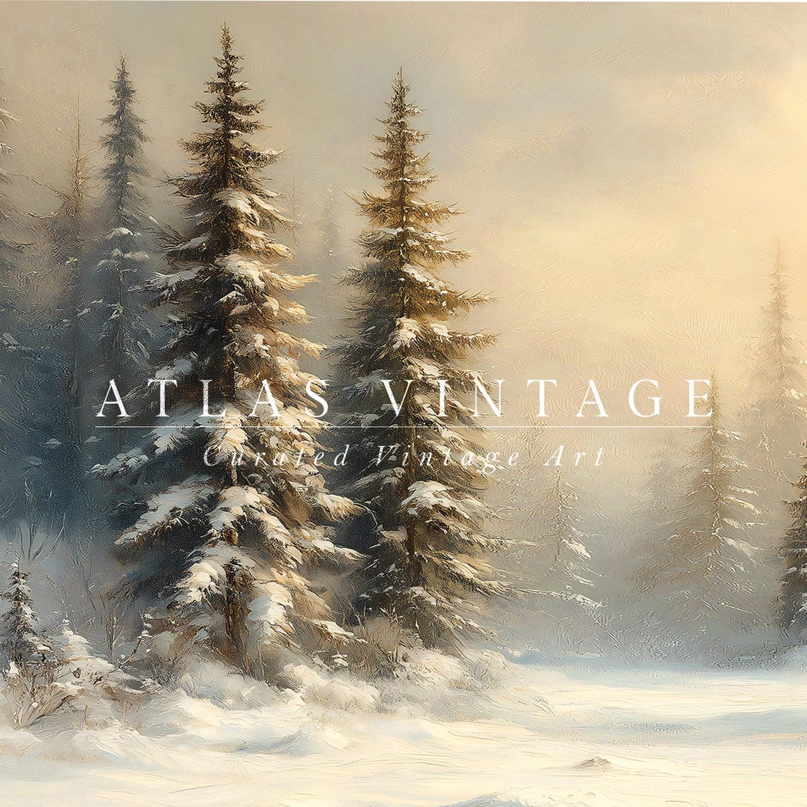 Snowy Pine Forest at Dawn Vintage Winter Morning Landscape Poster - Image 7